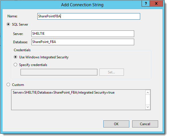 Add connection string