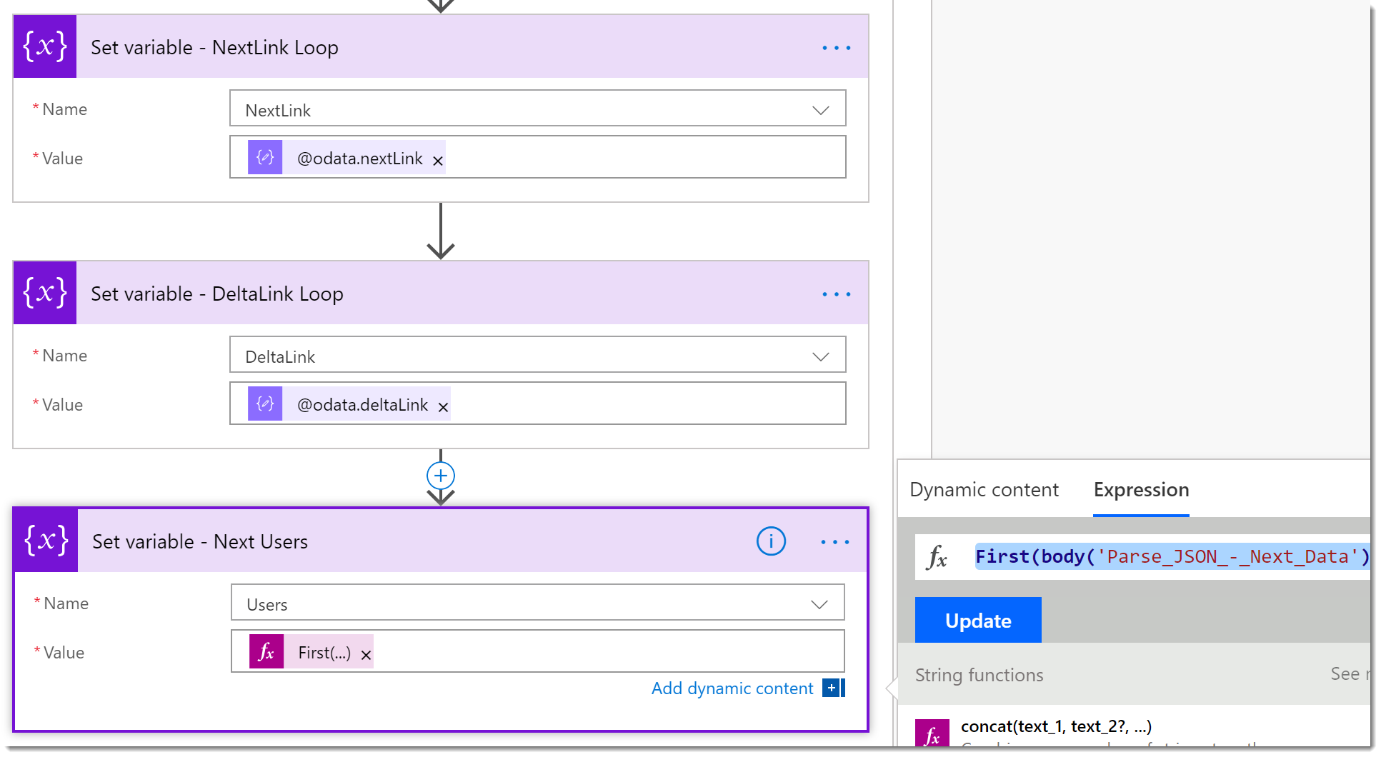 Parsing the data and setting the variables