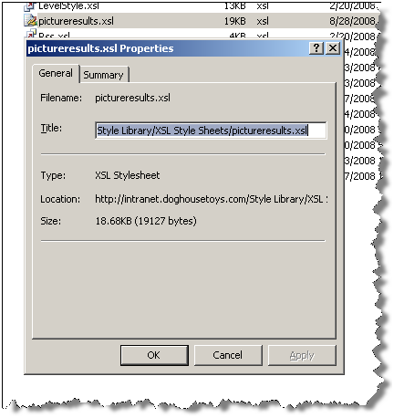 Properties with file location