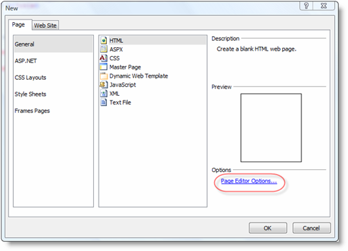 Page Editor Options