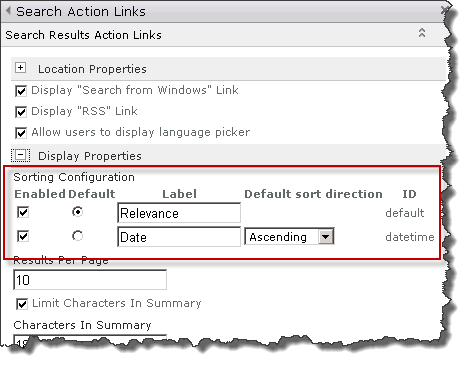 Search results Action Links