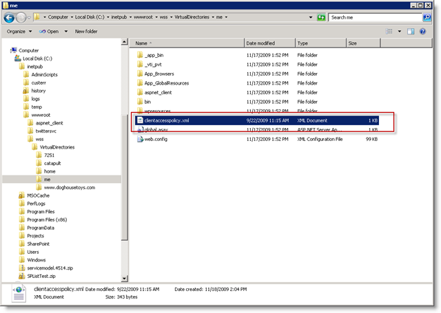 Client Access Policy Location