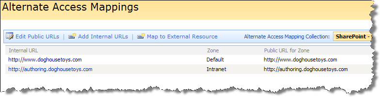 Alternate Access Mapping