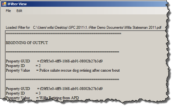 IFilter View Output