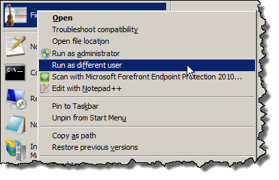 Run as different user