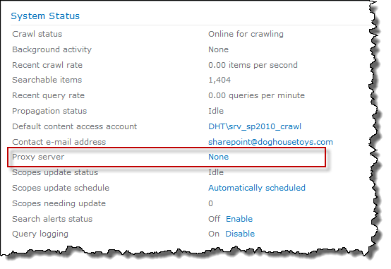 Proxy server settings