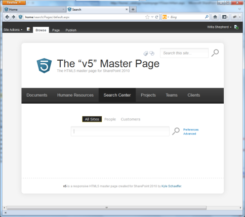 HTML 5 Search Center